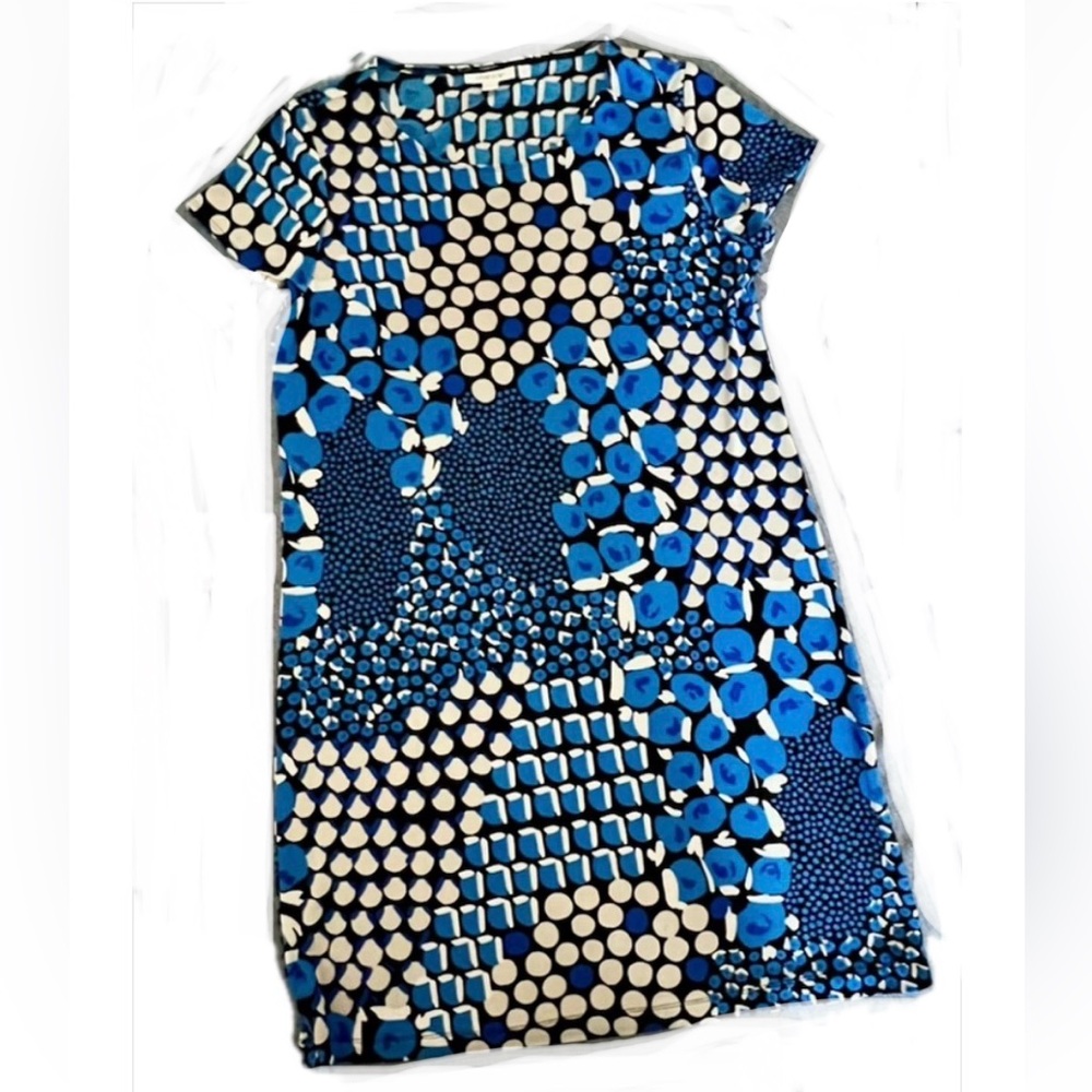 CHICO’S Blue, Black & White Geometric Tunic Dress Size 1 US M NWOT P2P: 18”